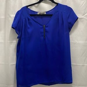 Royal Blue Annabella V-neck Blouse - Small